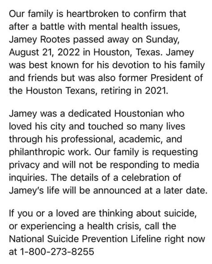 Does Former Texan President Jamey Rootes die? What Has Happened To Jamey Rootes? Fighting The Battle With Mental Health Issues