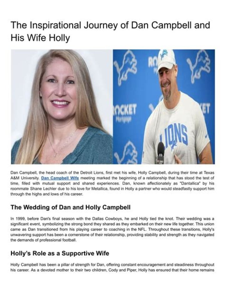 Here’s The Untold Truth We Know About Dan Campbell’s Wife, Holly Campbell
