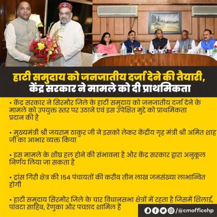 
Himachal Cabinet thanks PM Modi for ST status to Hattis 
