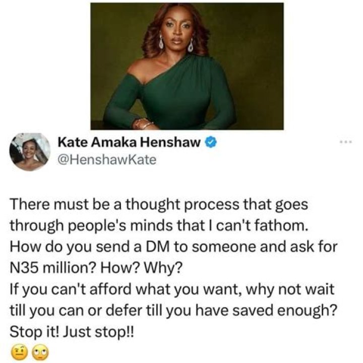 
Kate Henshaw Questions People Who Sends DM’s and Stop After Pleasantries 